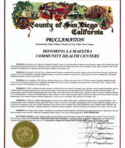 Oct Th Proclamation La Maestra Community Health Centers