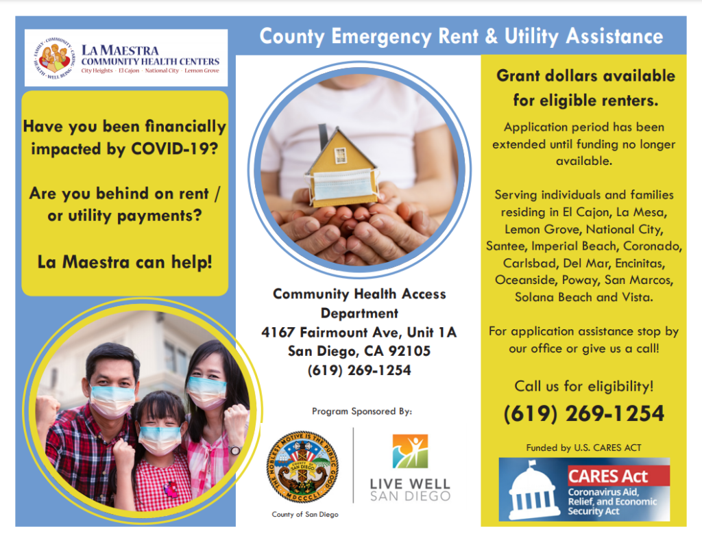 Emergency Rent & Utility Assistance LA MAESTRA COMMUNITY HEALTH CENTERS